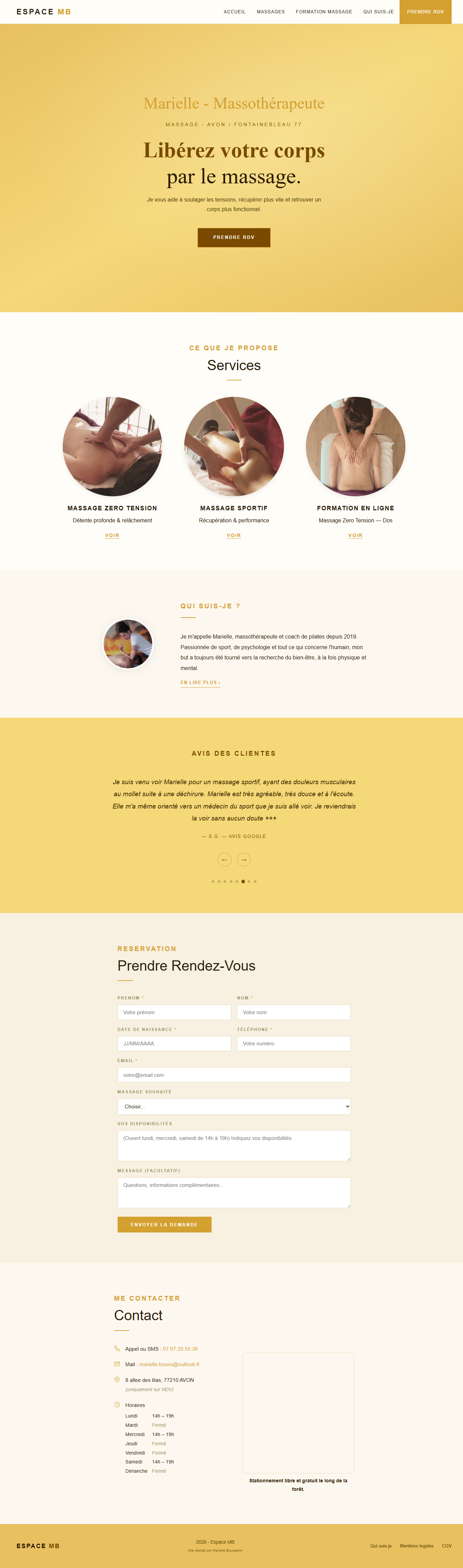 Site vitrine pour coach bien-être - aperçu