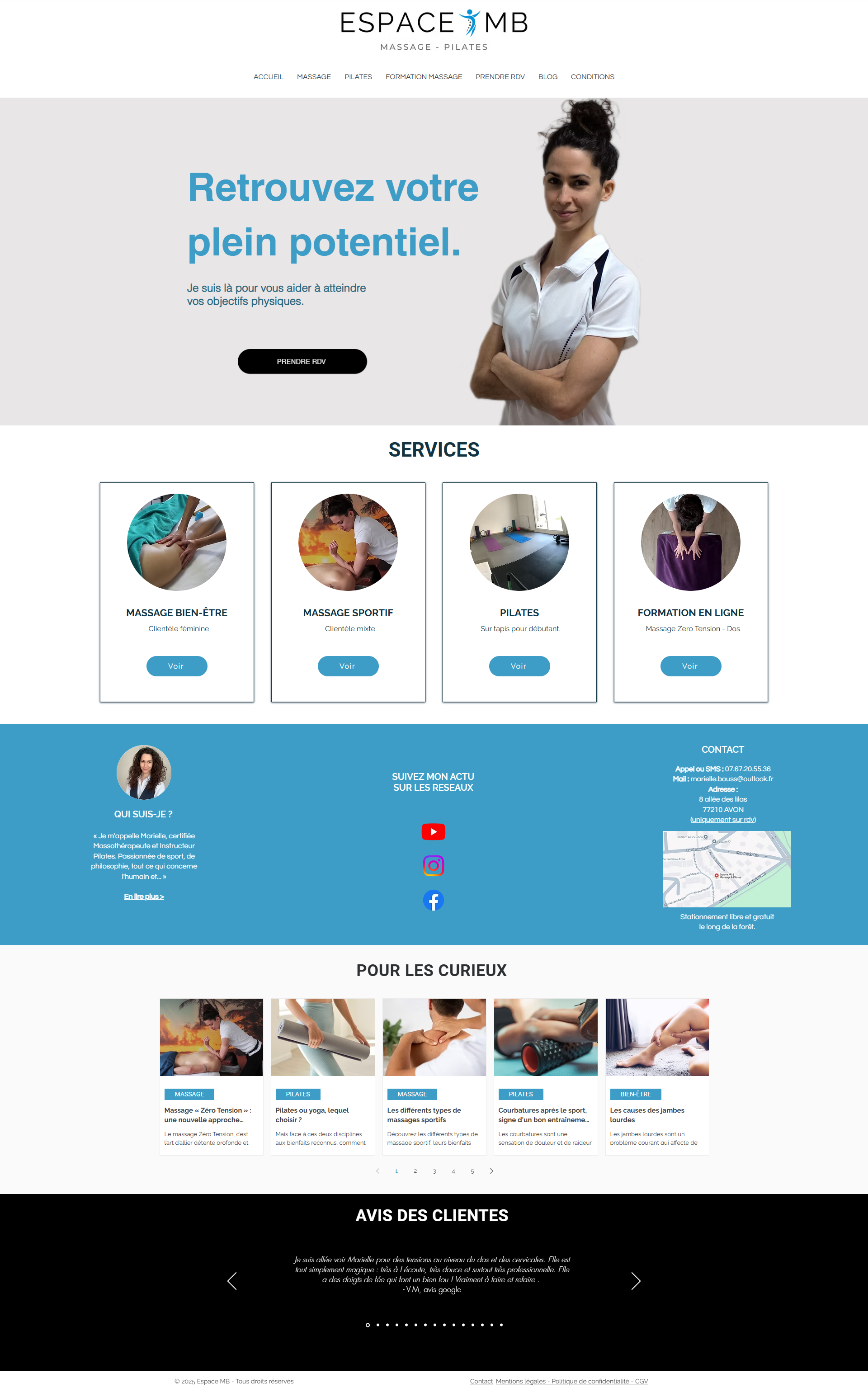 Site vitrine pour massothérapeute - aperçu