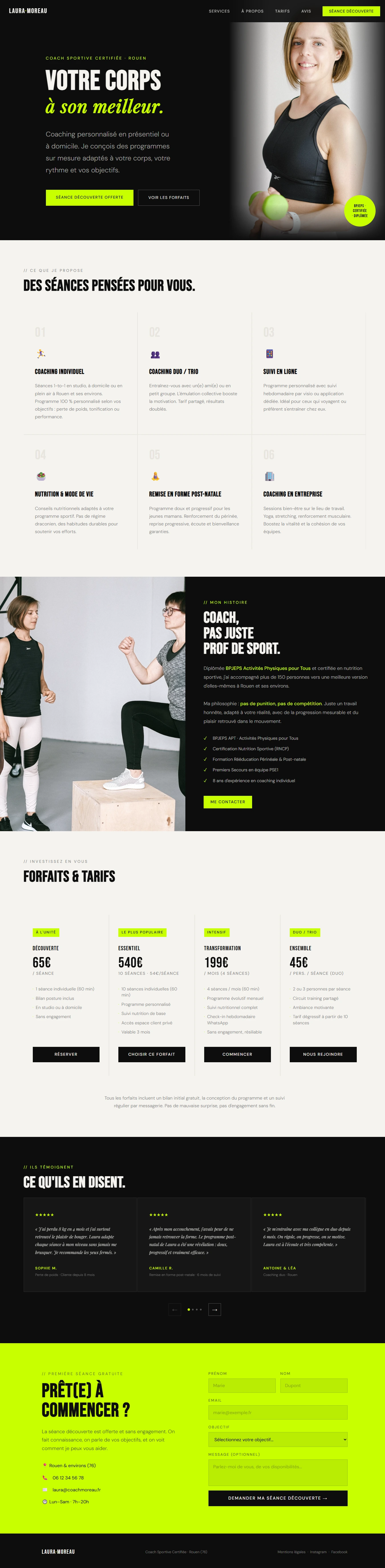 Site vitrine pour coach sportive - aperçu