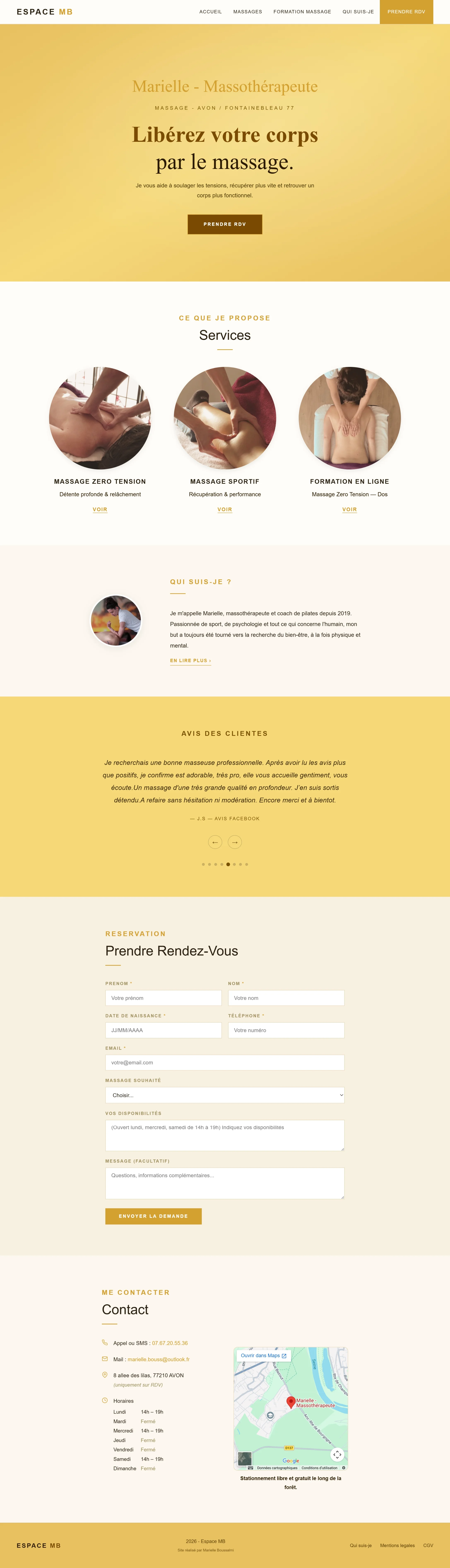 Site vitrine pour coach bien-être