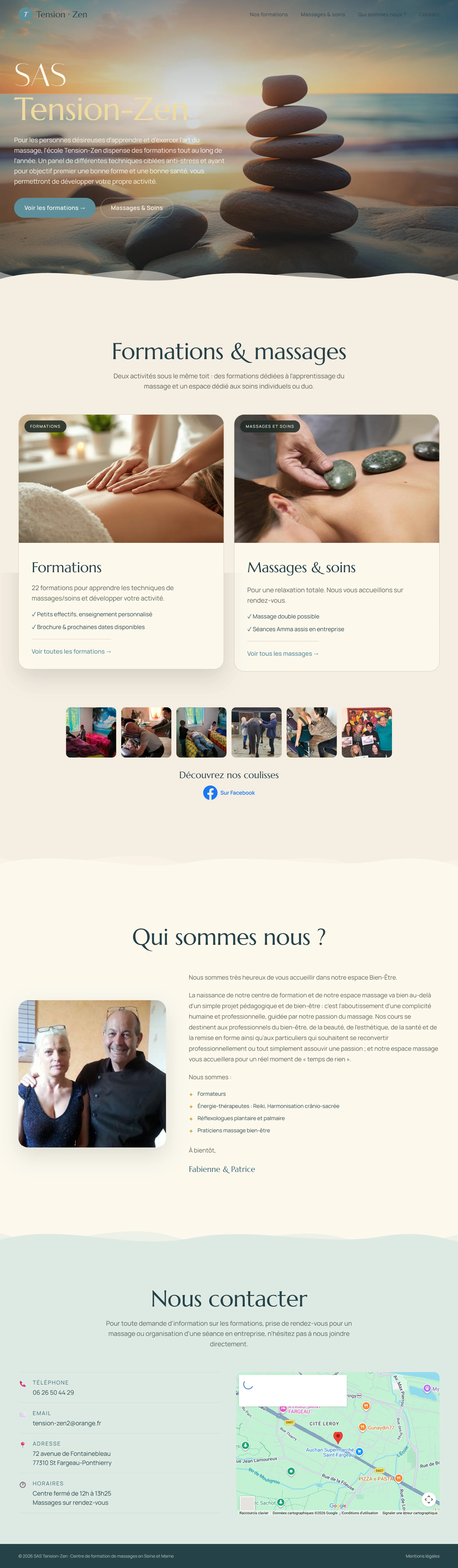 Site vitrine pour ecole de massage - aperçu